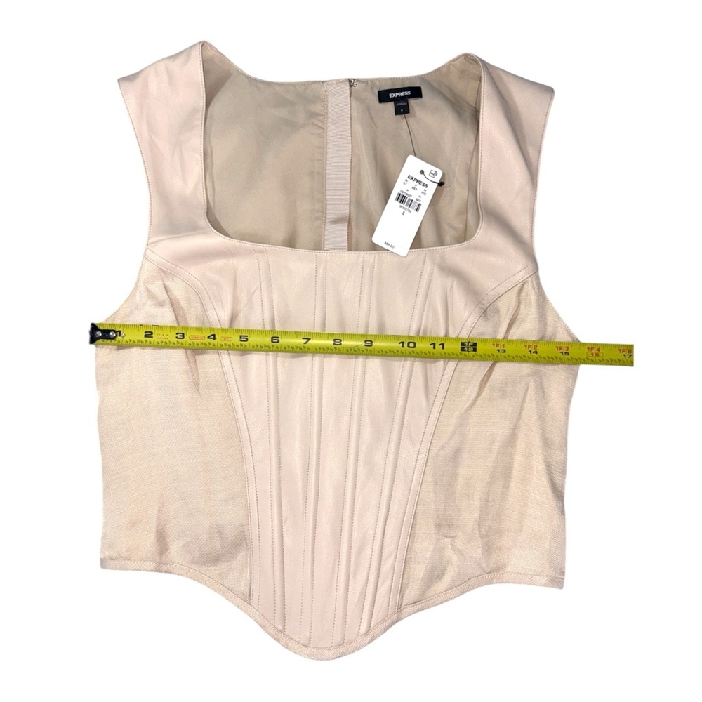 NWT Express Faux Leather Linen Blend Square Neck Cropped Corset Tank Size Small - Picture 4 of 10